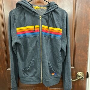 Aviator Nation Five-Stripe unisex zip up hoodie size small